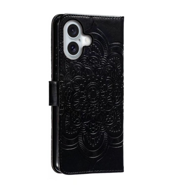 For iPhone 16 Mandala Embossing Pattern Horizontal Flip Leather Phone Case