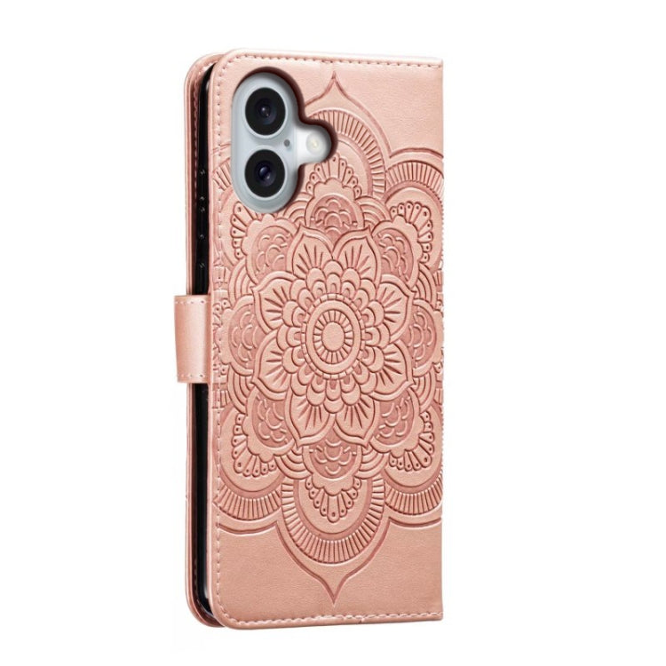 For iPhone 16 Mandala Embossing Pattern Horizontal Flip Leather Phone Case