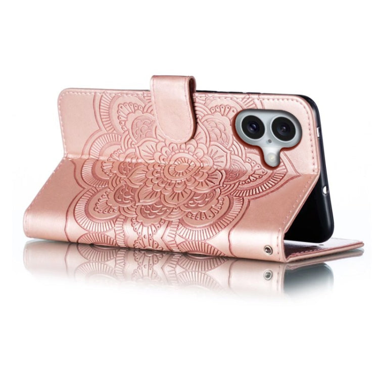 For iPhone 16 Mandala Embossing Pattern Horizontal Flip Leather Phone Case