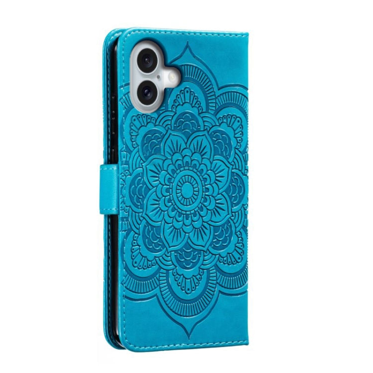For iPhone 16 Plus Mandala Embossing Pattern Horizontal Flip Leather Phone Case