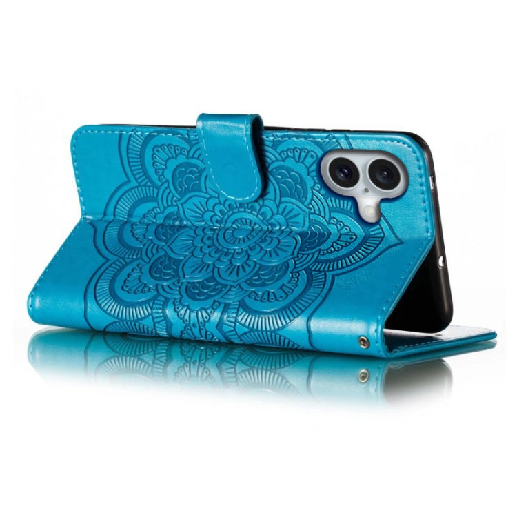 For iPhone 16 Plus Mandala Embossing Pattern Horizontal Flip Leather Phone Case