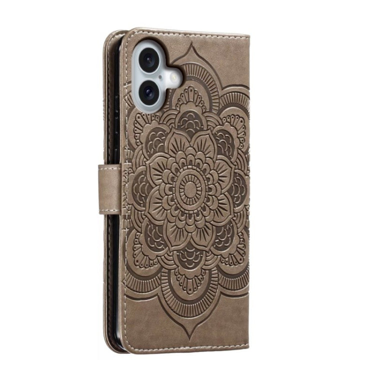 For iPhone 16 Plus Mandala Embossing Pattern Horizontal Flip Leather Phone Case