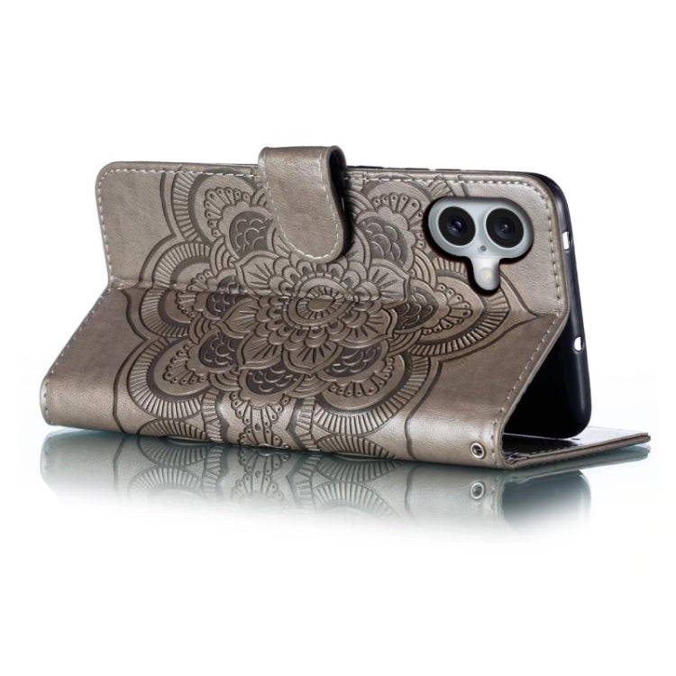 For iPhone 16 Plus Mandala Embossing Pattern Horizontal Flip Leather Phone Case