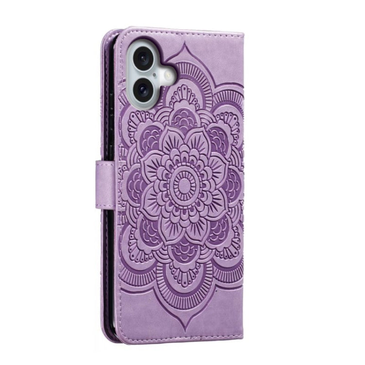 For iPhone 16 Plus Mandala Embossing Pattern Horizontal Flip Leather Phone Case