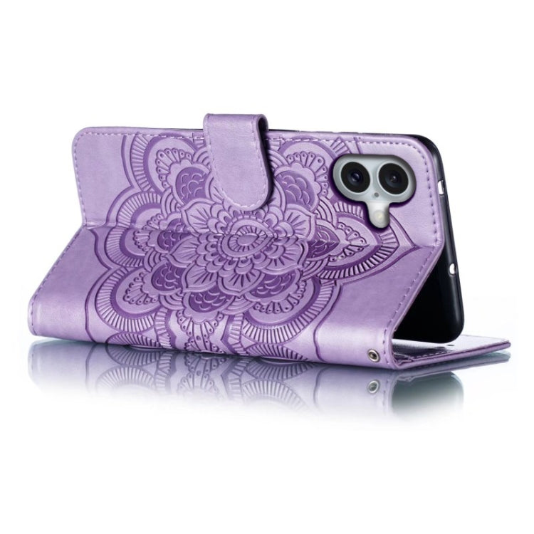 For iPhone 16 Plus Mandala Embossing Pattern Horizontal Flip Leather Phone Case