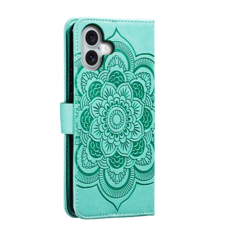 For iPhone 16 Plus Mandala Embossing Pattern Horizontal Flip Leather Phone Case