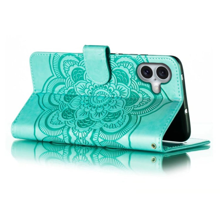 For iPhone 16 Plus Mandala Embossing Pattern Horizontal Flip Leather Phone Case