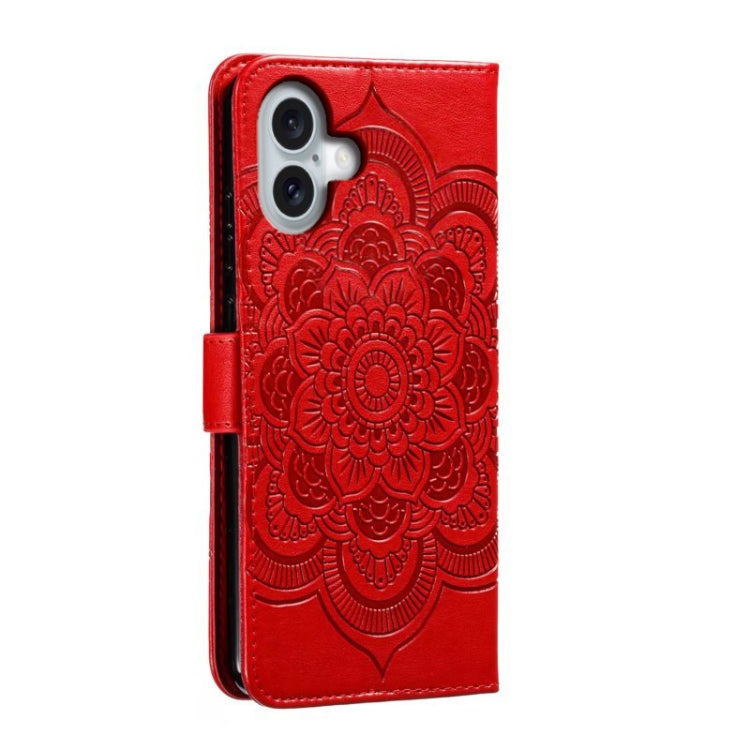 For iPhone 16 Plus Mandala Embossing Pattern Horizontal Flip Leather Phone Case