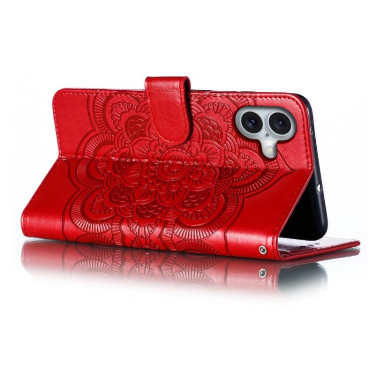 For iPhone 16 Plus Mandala Embossing Pattern Horizontal Flip Leather Phone Case