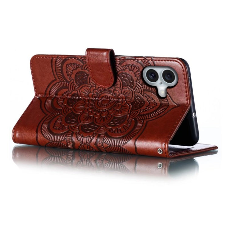 For iPhone 16 Plus Mandala Embossing Pattern Horizontal Flip Leather Phone Case