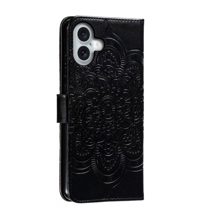 For iPhone 16 Plus Mandala Embossing Pattern Horizontal Flip Leather Phone Case