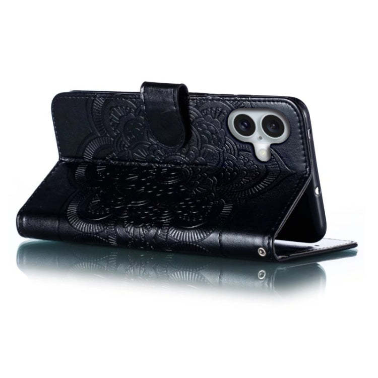 For iPhone 16 Plus Mandala Embossing Pattern Horizontal Flip Leather Phone Case