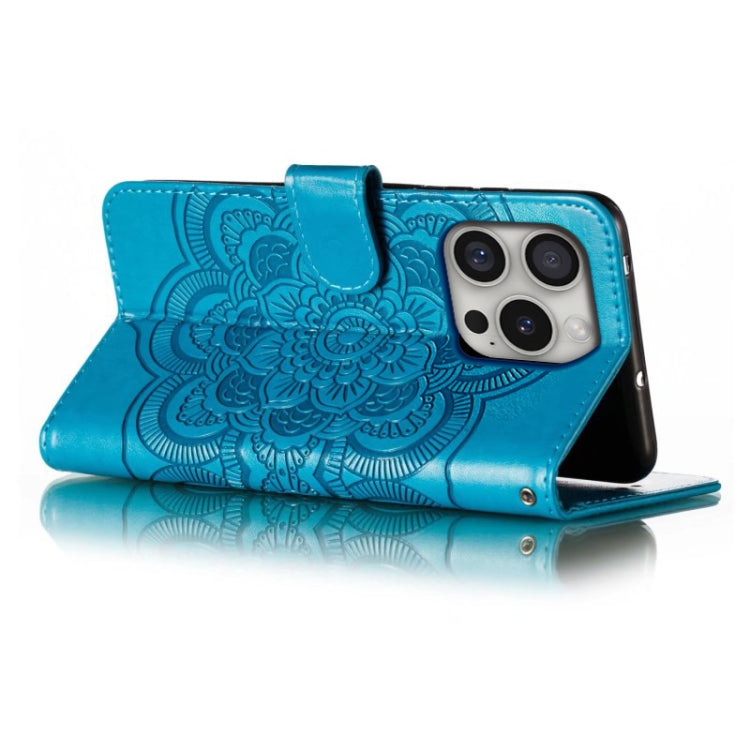 For iPhone 16 Pro Mandala Embossing Pattern Horizontal Flip Leather Phone Case