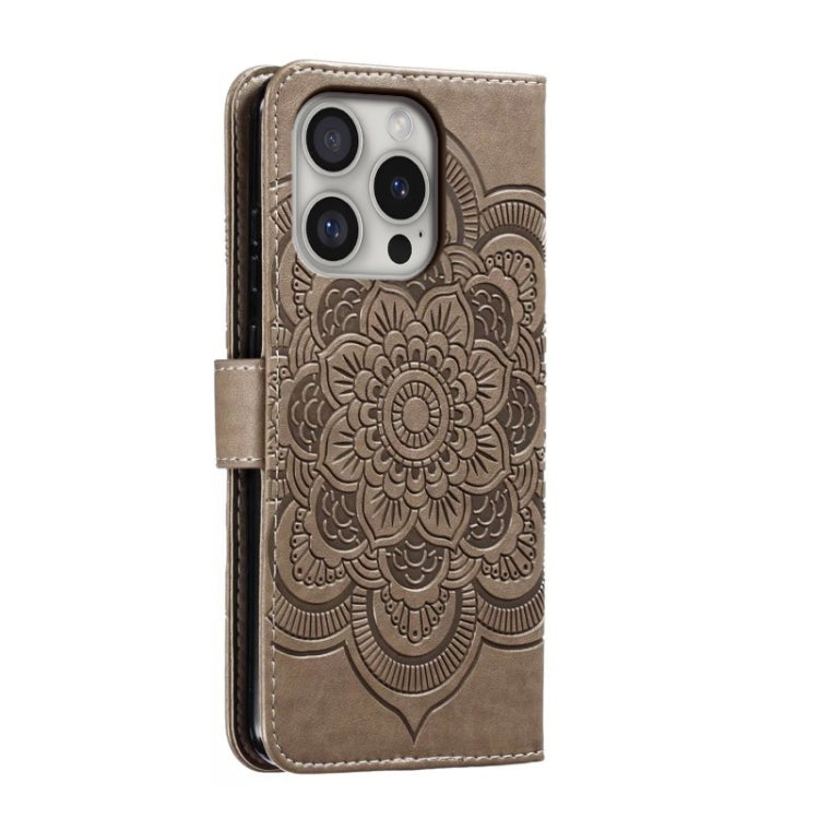 For iPhone 16 Pro Mandala Embossing Pattern Horizontal Flip Leather Phone Case