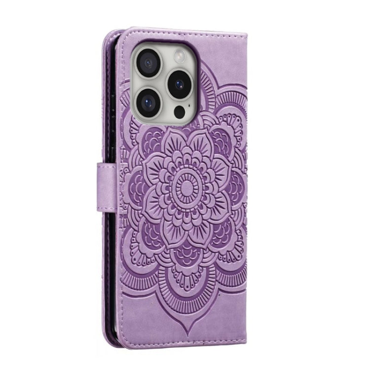 For iPhone 16 Pro Mandala Embossing Pattern Horizontal Flip Leather Phone Case