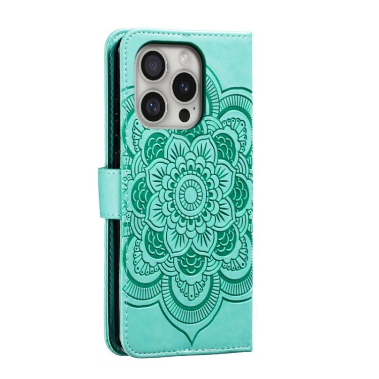 For iPhone 16 Pro Mandala Embossing Pattern Horizontal Flip Leather Phone Case