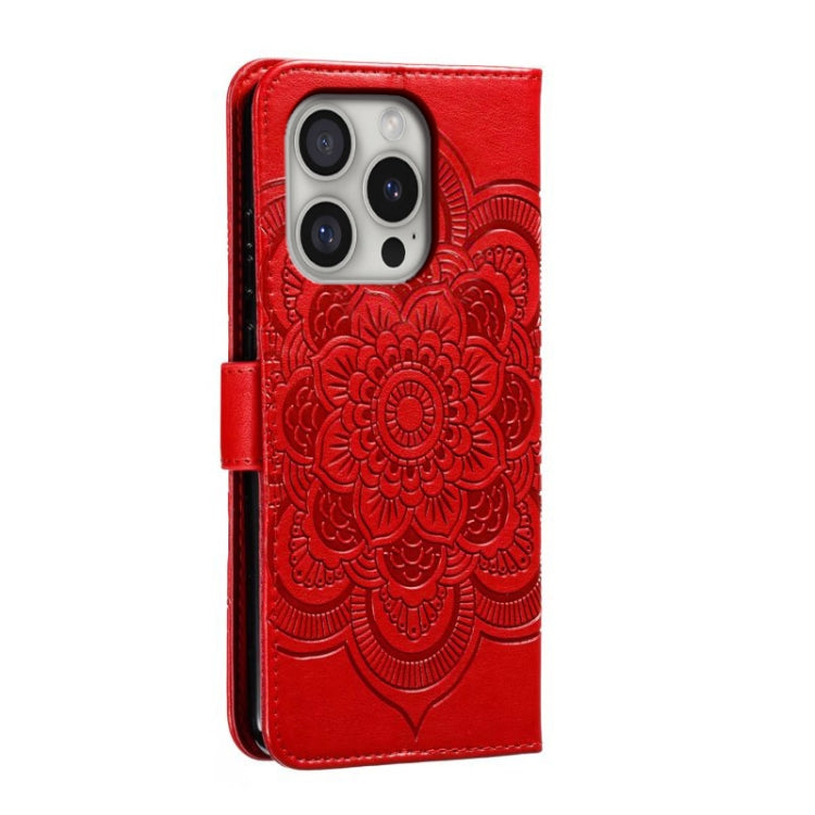 For iPhone 16 Pro Mandala Embossing Pattern Horizontal Flip Leather Phone Case