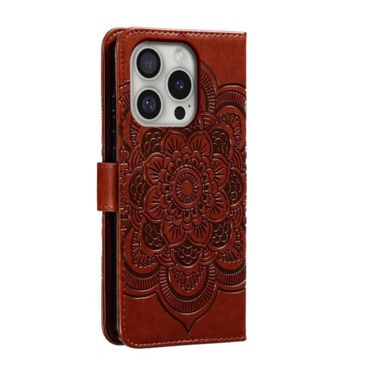 For iPhone 16 Pro Mandala Embossing Pattern Horizontal Flip Leather Phone Case