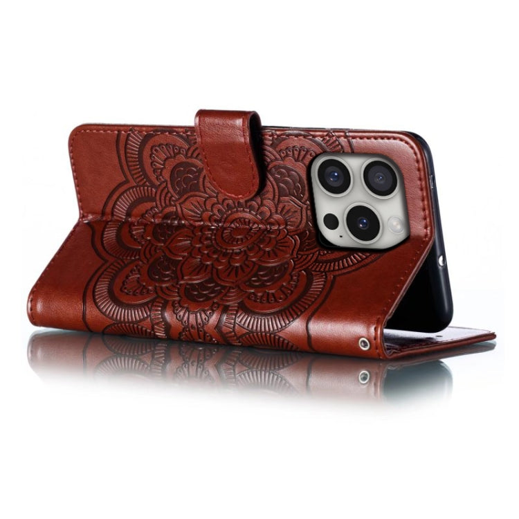 For iPhone 16 Pro Mandala Embossing Pattern Horizontal Flip Leather Phone Case