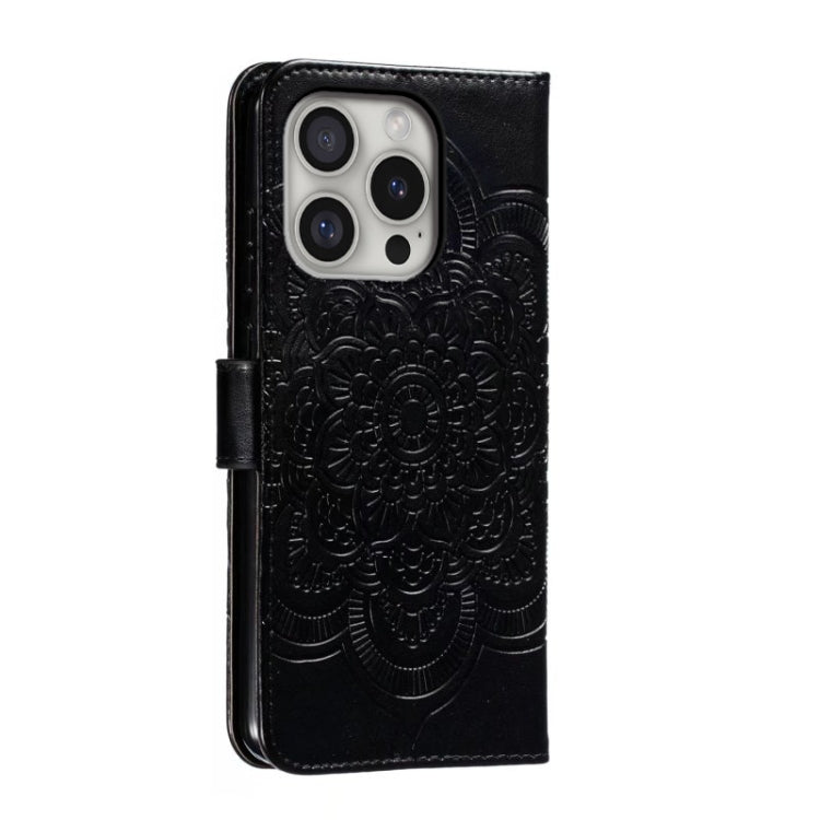 For iPhone 16 Pro Mandala Embossing Pattern Horizontal Flip Leather Phone Case