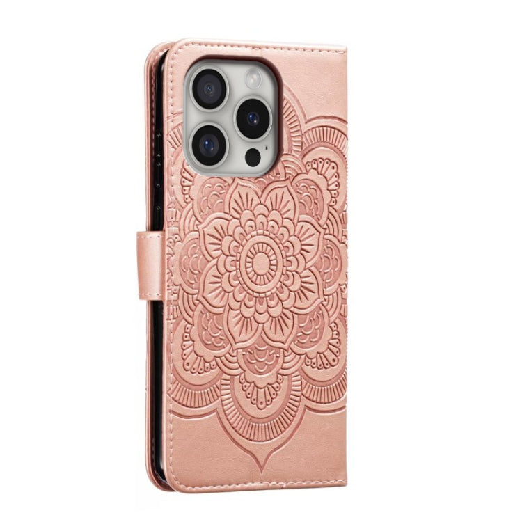 For iPhone 16 Pro Mandala Embossing Pattern Horizontal Flip Leather Phone Case