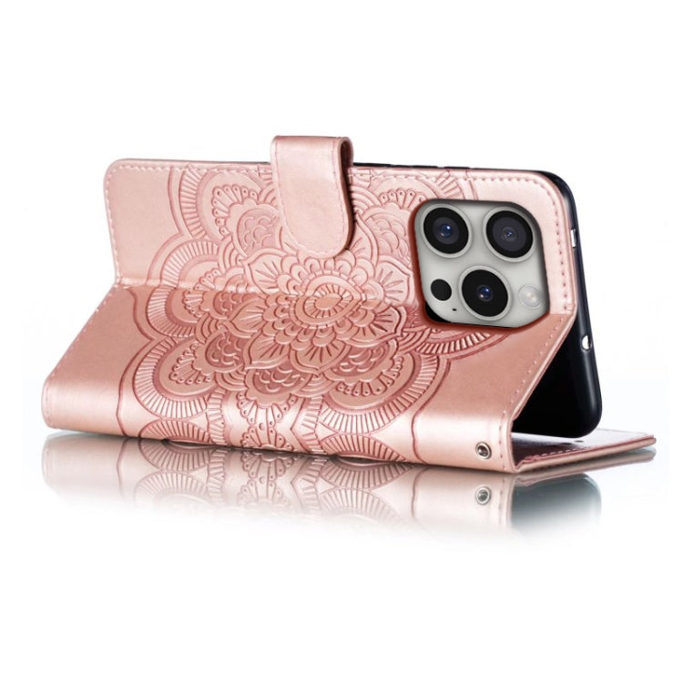 For iPhone 16 Pro Mandala Embossing Pattern Horizontal Flip Leather Phone Case