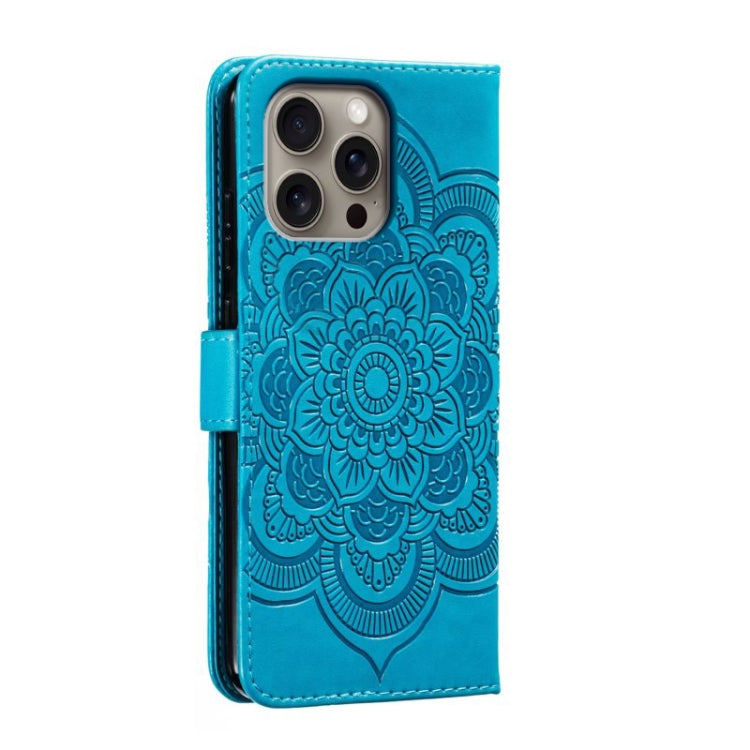 For iPhone 16 Pro Max Mandala Embossing Pattern Horizontal Flip Leather Phone Case