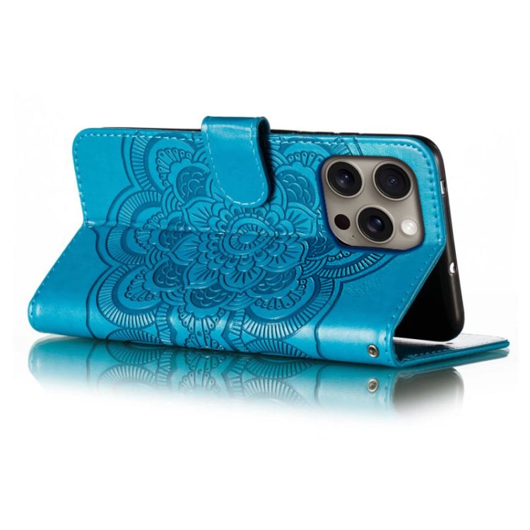 For iPhone 16 Pro Max Mandala Embossing Pattern Horizontal Flip Leather Phone Case