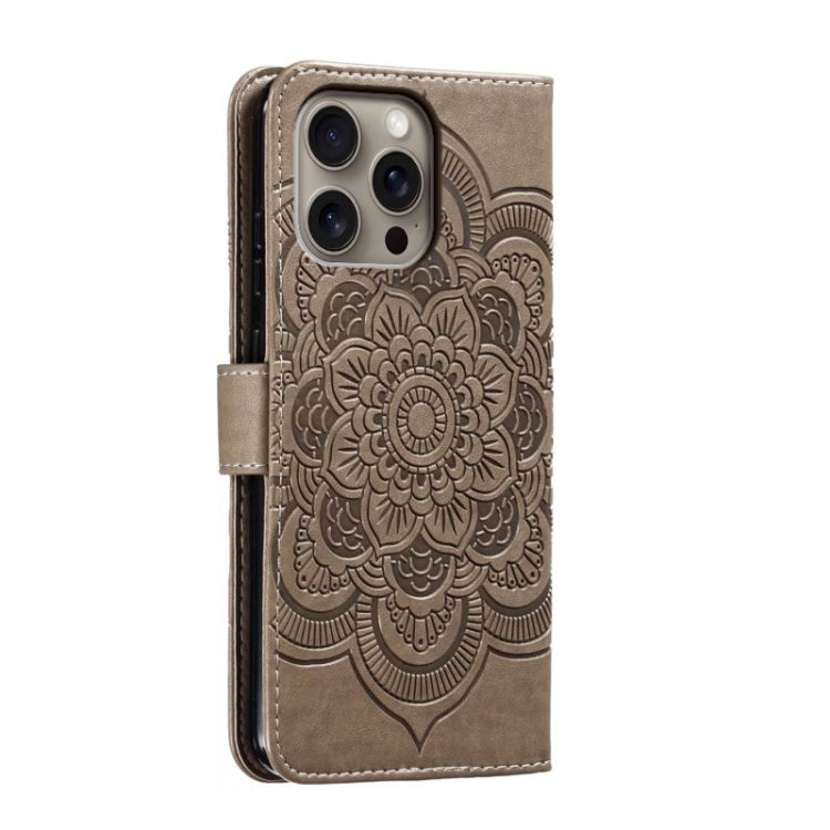 For iPhone 16 Pro Max Mandala Embossing Pattern Horizontal Flip Leather Phone Case