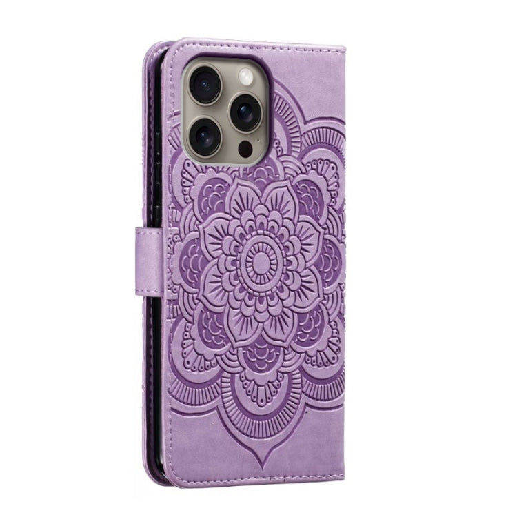 For iPhone 16 Pro Max Mandala Embossing Pattern Horizontal Flip Leather Phone Case
