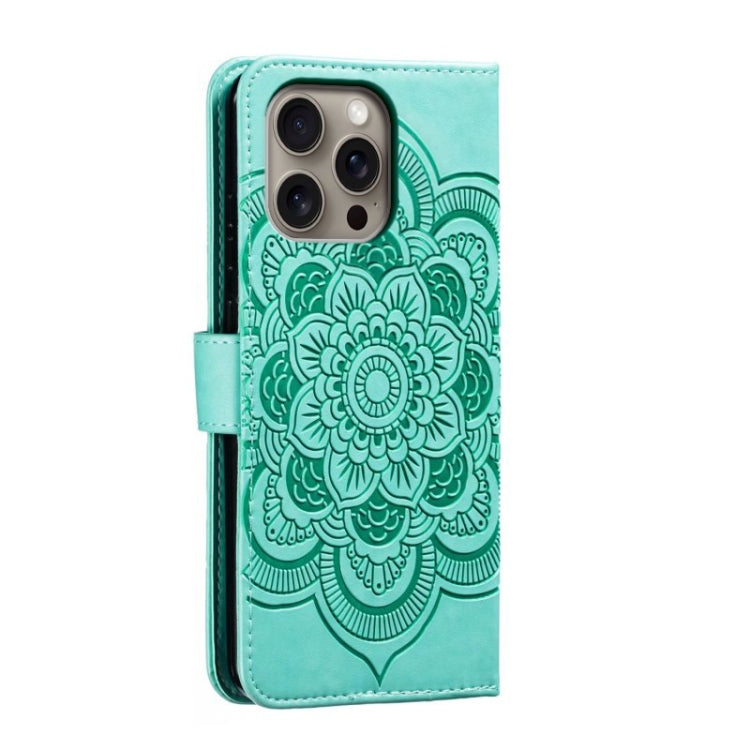 For iPhone 16 Pro Max Mandala Embossing Pattern Horizontal Flip Leather Phone Case