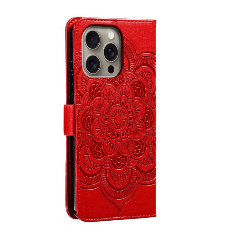 For iPhone 16 Pro Max Mandala Embossing Pattern Horizontal Flip Leather Phone Case