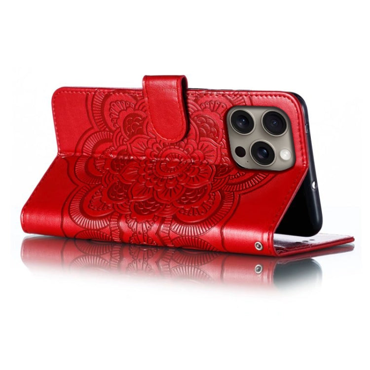 For iPhone 16 Pro Max Mandala Embossing Pattern Horizontal Flip Leather Phone Case