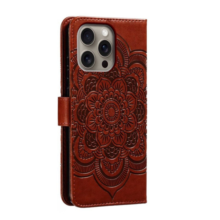 For iPhone 16 Pro Max Mandala Embossing Pattern Horizontal Flip Leather Phone Case