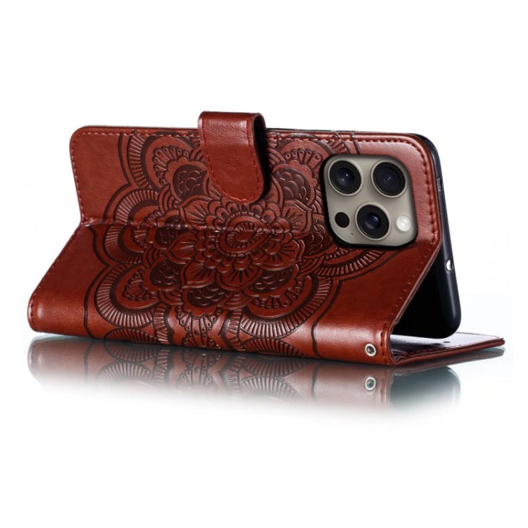 For iPhone 16 Pro Max Mandala Embossing Pattern Horizontal Flip Leather Phone Case