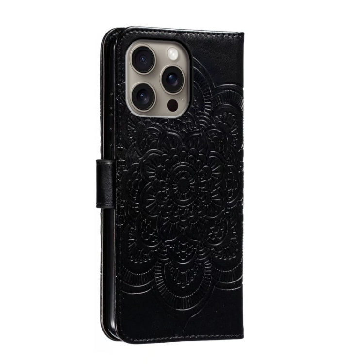 For iPhone 16 Pro Max Mandala Embossing Pattern Horizontal Flip Leather Phone Case