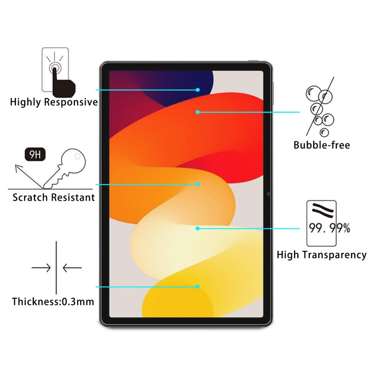 For Xiaomi Redmi Pad SE 4G 2pcs 9H 0.3mm Explosion-proof Tempered Glass Film