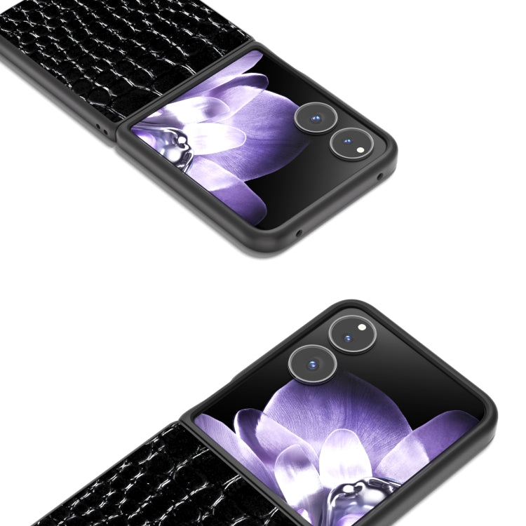 For Xiaomi Mix Flip ABEEL Genuine Leather Crocodile Pattern Black Edge Phone Case