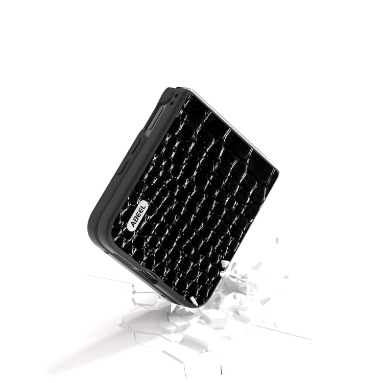 For Xiaomi Mix Flip ABEEL Genuine Leather Crocodile Pattern Black Edge Phone Case