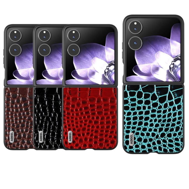For Xiaomi Mix Flip ABEEL Genuine Leather Crocodile Pattern Black Edge Phone Case