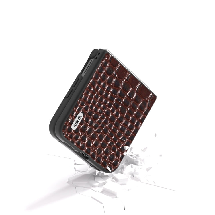 For Xiaomi Mix Flip ABEEL Genuine Leather Crocodile Pattern Black Edge Phone Case