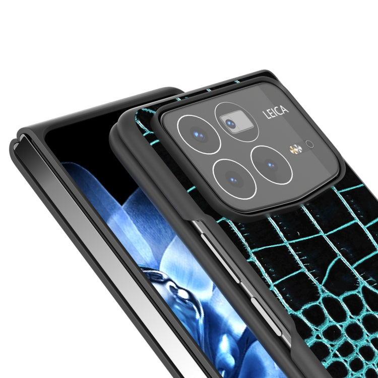 For Xiaomi Mix Fold 4 ABEEL Genuine Leather Crocodile Pattern Black Edge Phone Case