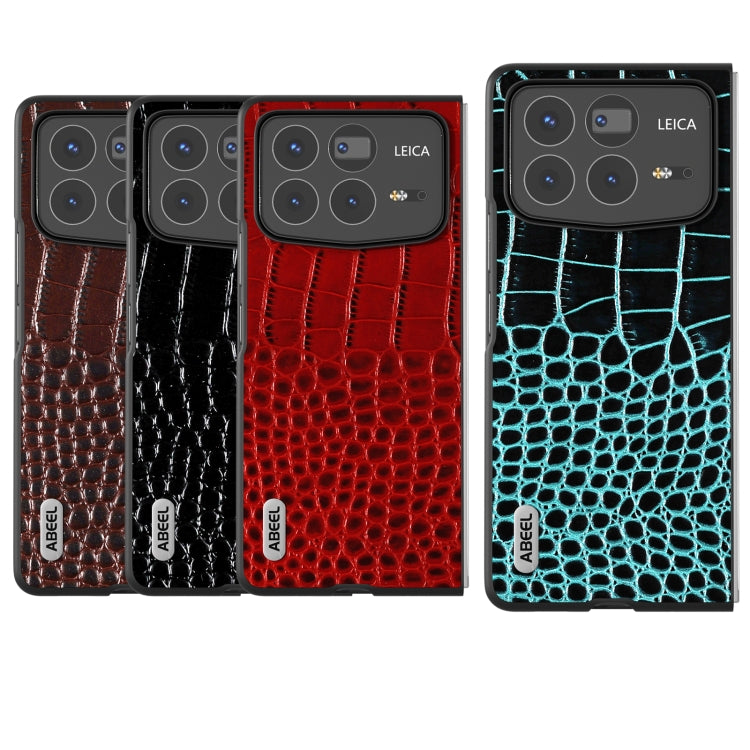 For Xiaomi Mix Fold 4 ABEEL Genuine Leather Crocodile Pattern Black Edge Phone Case