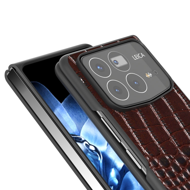 For Xiaomi Mix Fold 4 ABEEL Genuine Leather Crocodile Pattern Black Edge Phone Case