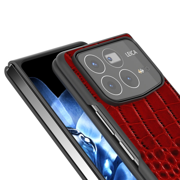 For Xiaomi Mix Fold 4 ABEEL Genuine Leather Crocodile Pattern Black Edge Phone Case