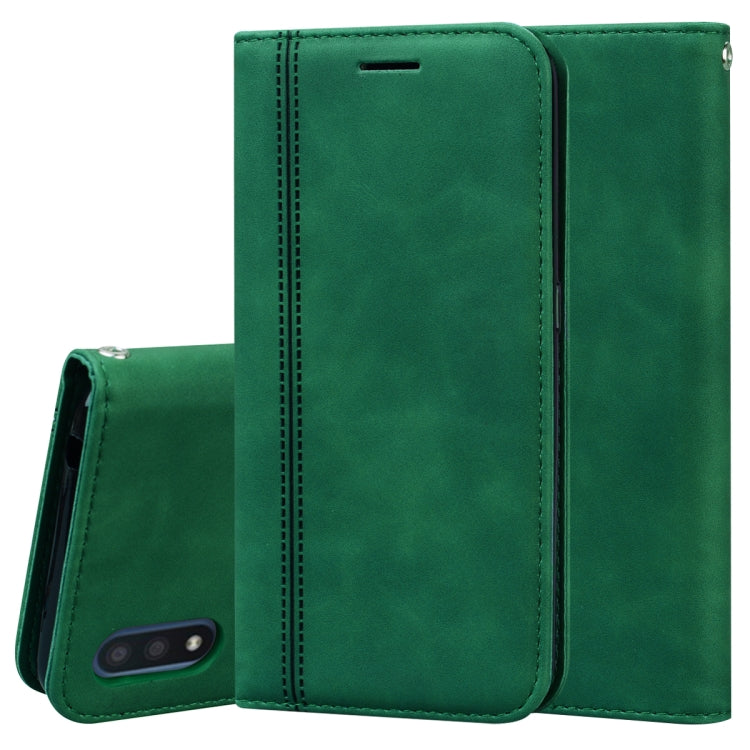 For Samsung Galaxy A01 Frosted Business Magnetic Horizontal Flip PU Leather Case with Holder & Card Slot & Lanyard