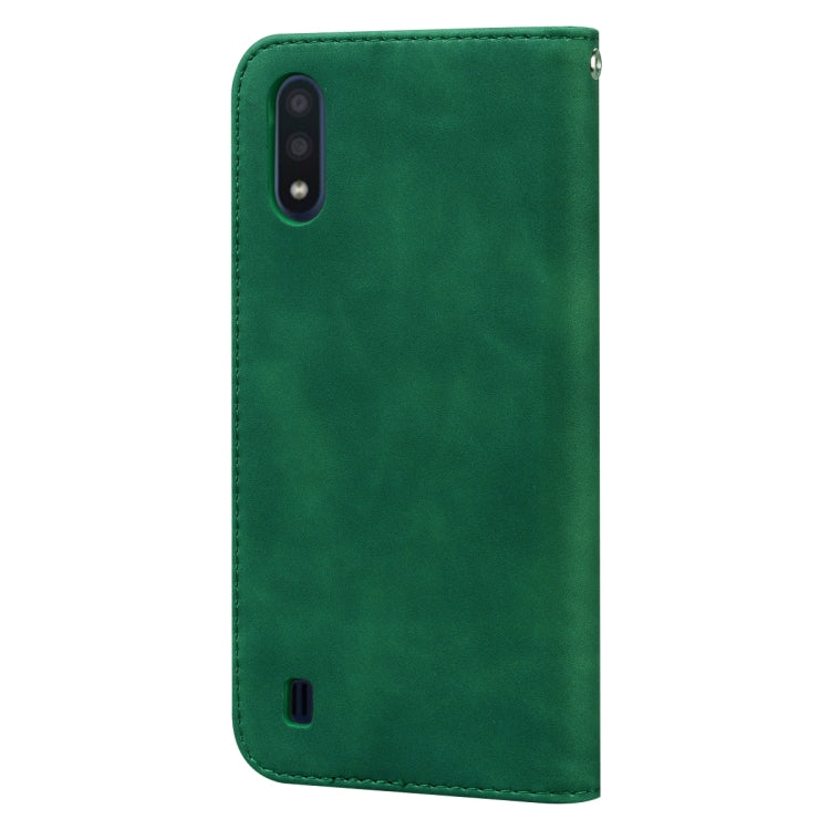For Samsung Galaxy A01 Frosted Business Magnetic Horizontal Flip PU Leather Case with Holder & Card Slot & Lanyard