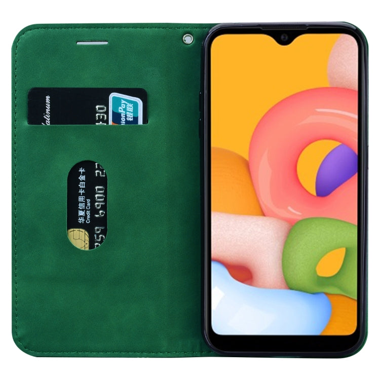 For Samsung Galaxy A01 Frosted Business Magnetic Horizontal Flip PU Leather Case with Holder & Card Slot & Lanyard