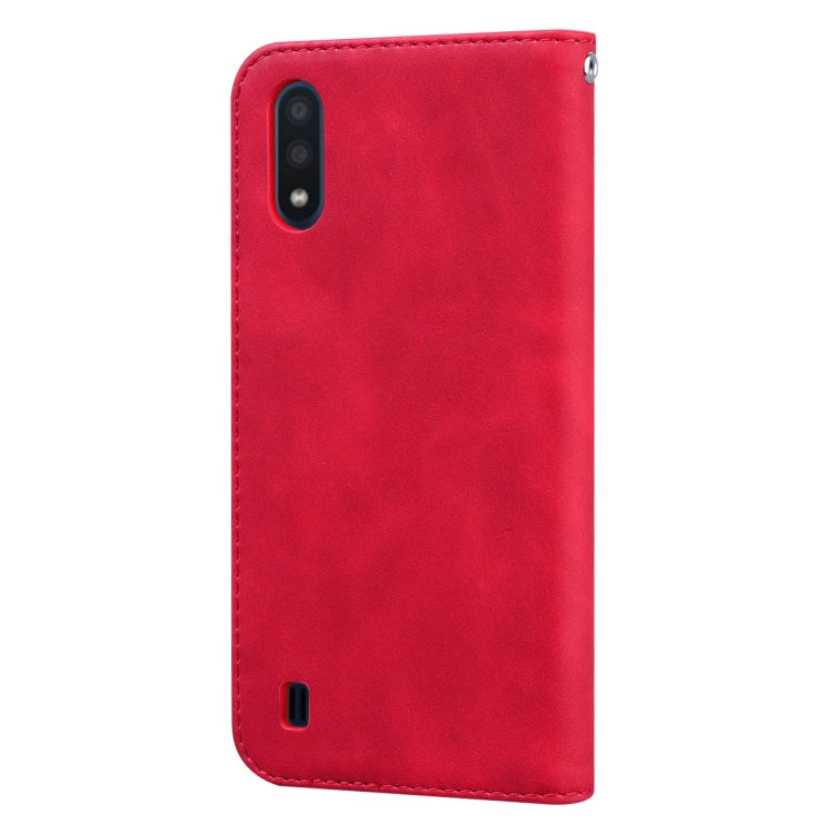 For Samsung Galaxy A01 Frosted Business Magnetic Horizontal Flip PU Leather Case with Holder & Card Slot & Lanyard