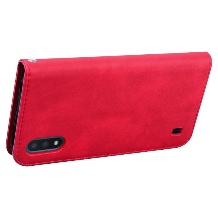 For Samsung Galaxy A01 Frosted Business Magnetic Horizontal Flip PU Leather Case with Holder & Card Slot & Lanyard